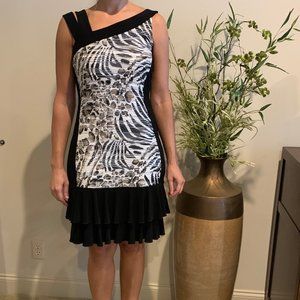 Joseph Ribkoff Black Animal Print Dress- Size 6